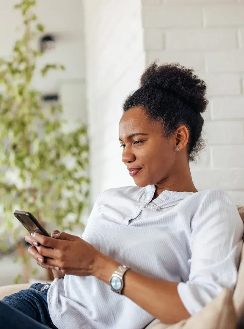Woman using shopping app