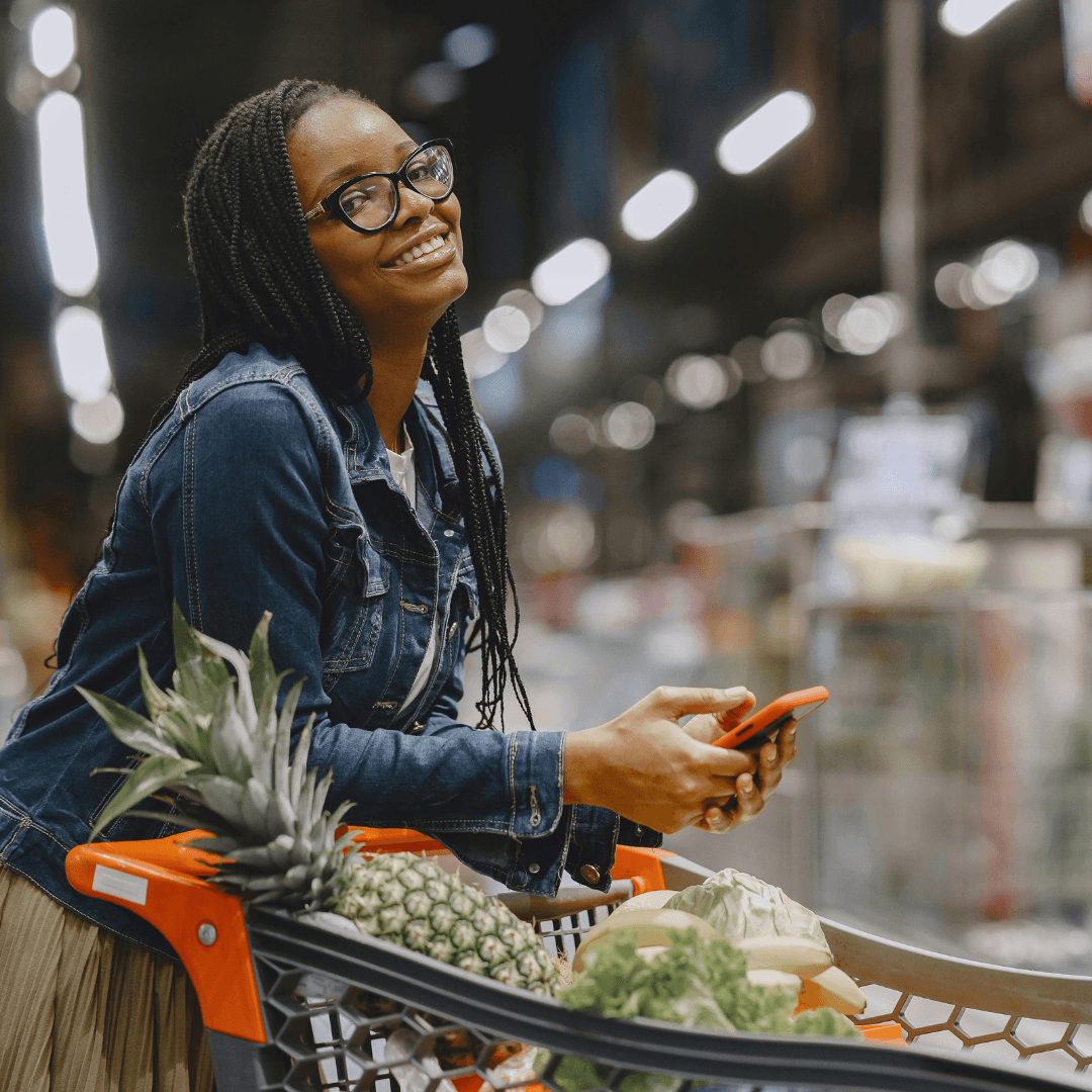 Woman shopping with phone