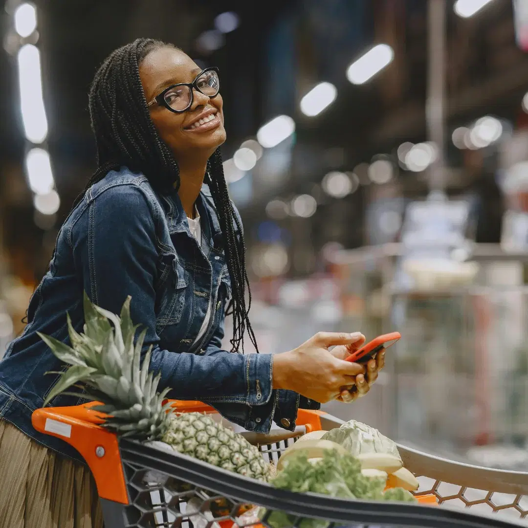 Woman shopping with phone