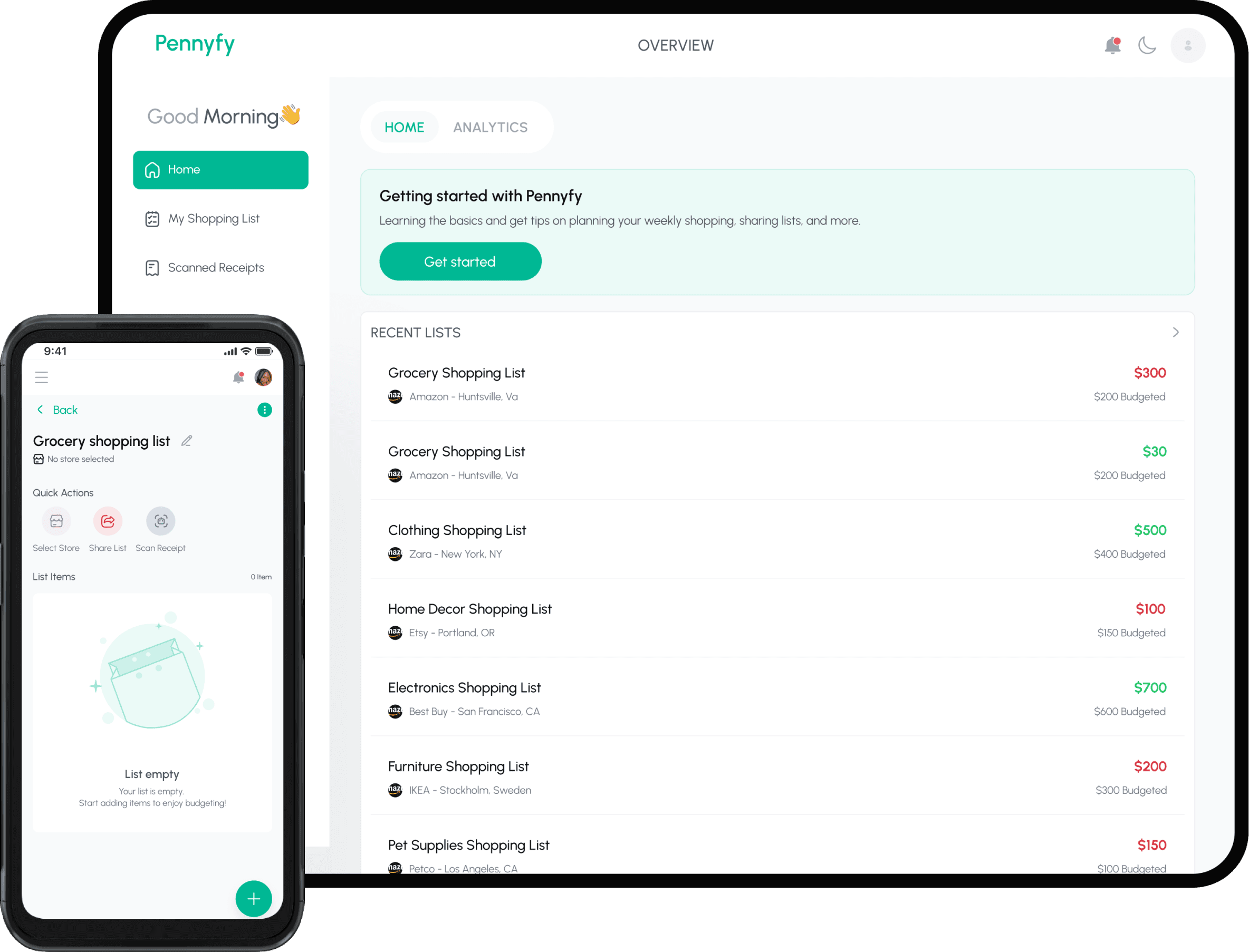 Pennyfy desktop interface