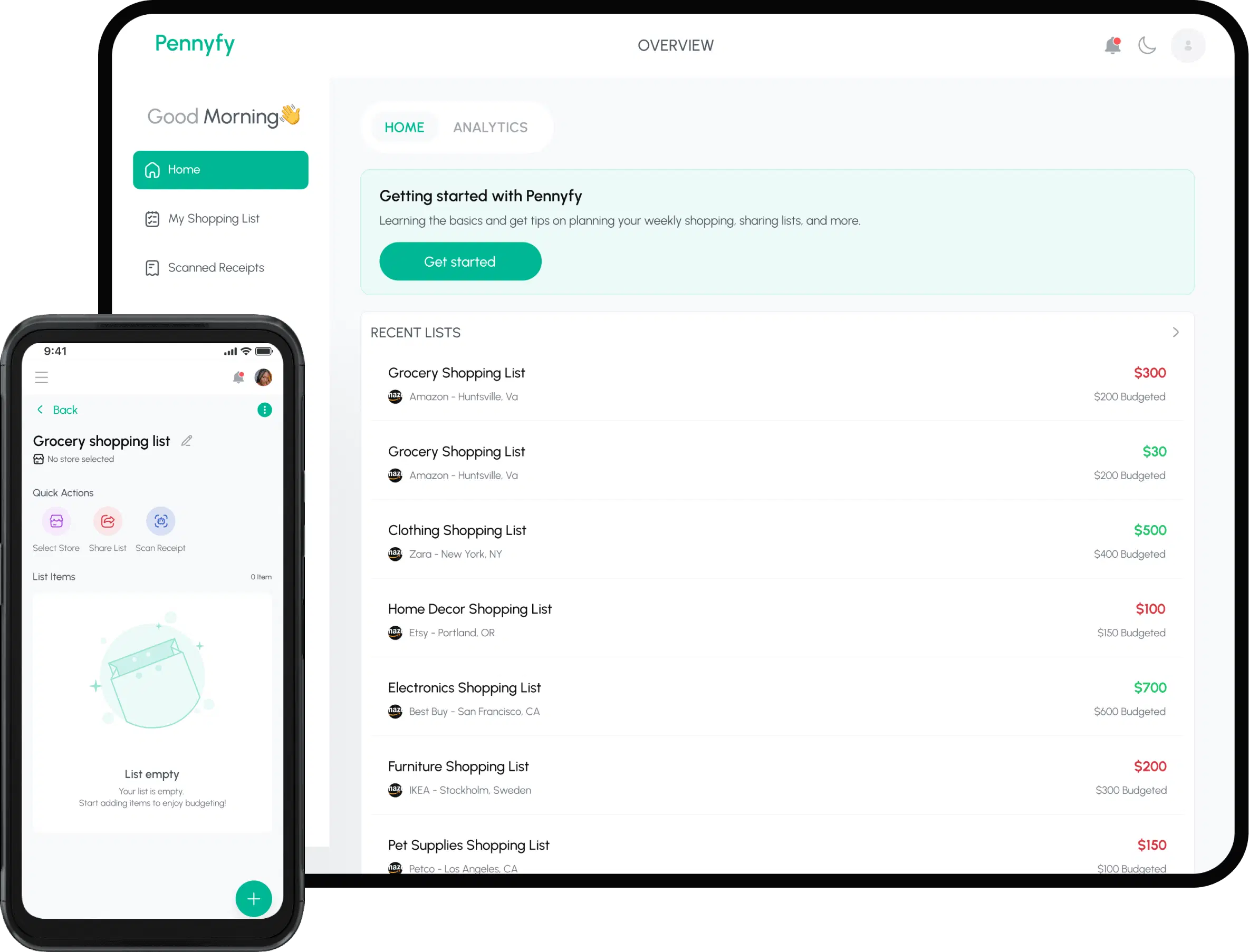 Pennyfy desktop interface